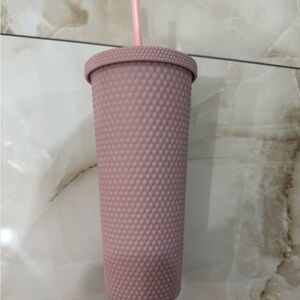 Textured Pink Tumbler with Straw 24 fl oz